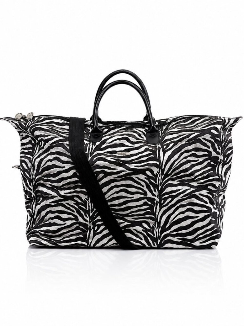VTG Diane VON FURSTENBERG XL Weekender Travel Bag Black White Zebra Tote